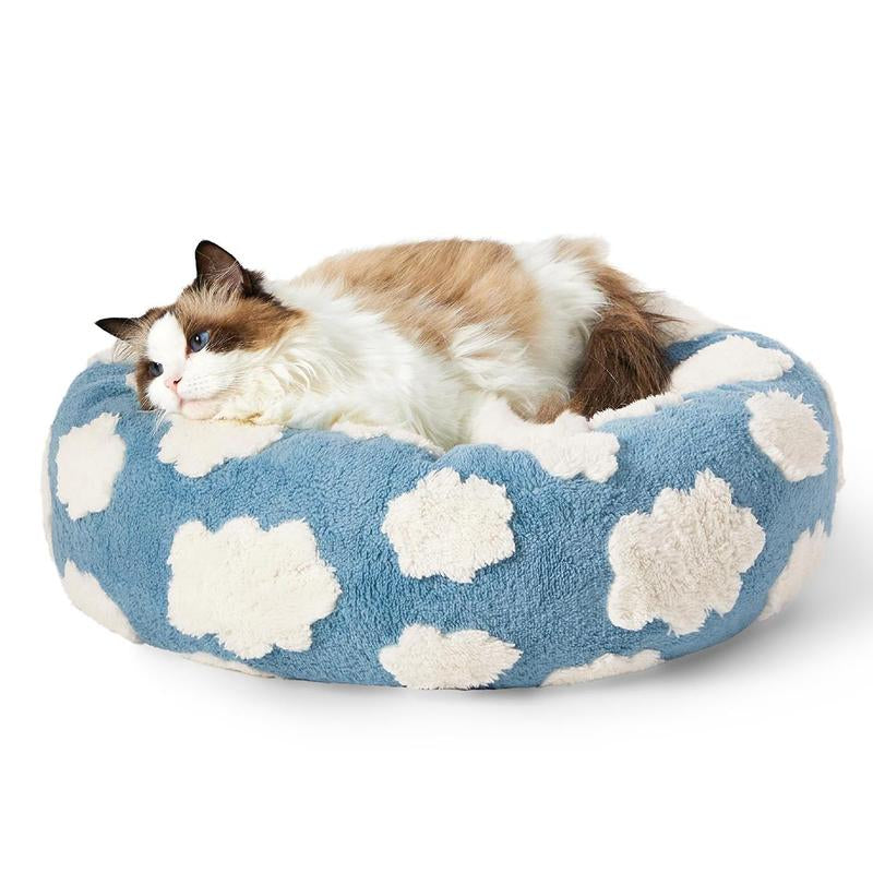 Cloud Pattern round Pet Bed, Breathable Washable Pet Bed, Soft & Comfortable Pet Sleeping Mat, Pet Supplies for Dog & Cat