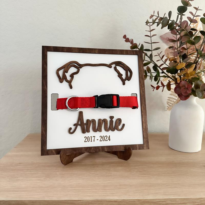 Custom Pet Collar Memorial Frame, Pet Sympathy Gift, Pet Loss Memorial Sign, Dog Collar Keepsake, Memorial Pet Collar Sign Display, Pet Gift