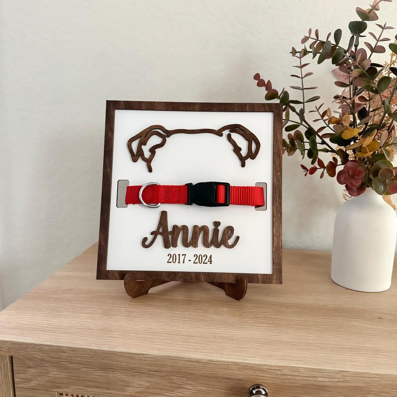Custom Pet Collar Memorial Frame, Pet Sympathy Gift, Pet Loss Memorial Sign, Dog Collar Keepsake, Memorial Pet Collar Sign Display, Pet Gift