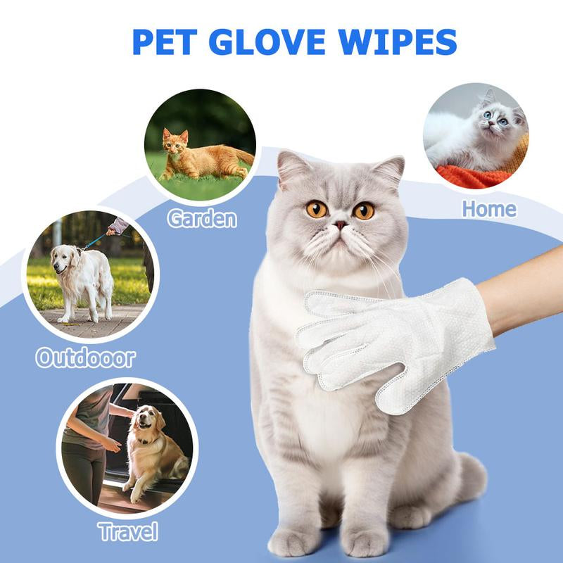 Pet Grooming Gloves, 6 PCS Pet Hair Skin Care Gloves, Portable Pet Cleaning Wipes, Pet Supplies, for Daily Care and Travel