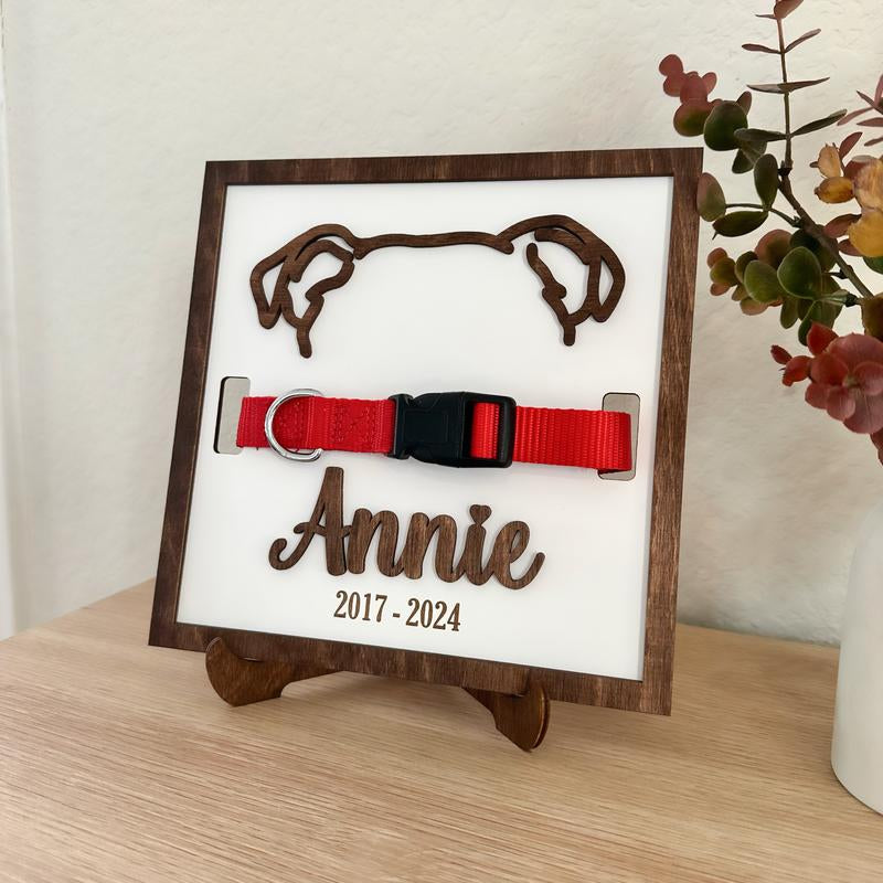 Custom Pet Collar Memorial Frame, Pet Sympathy Gift, Pet Loss Memorial Sign, Dog Collar Keepsake, Memorial Pet Collar Sign Display, Pet Gift