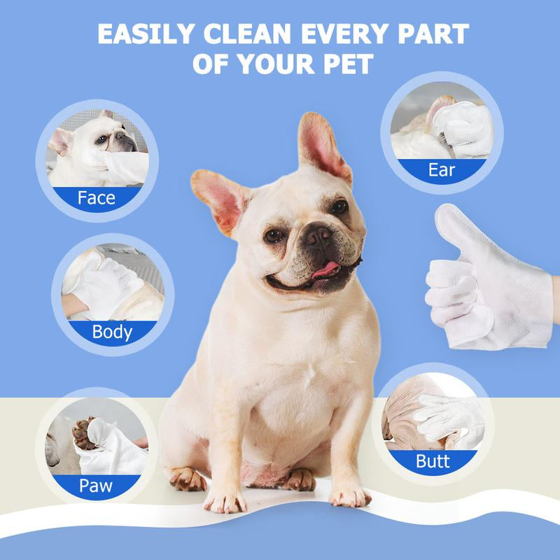 Pet Grooming Gloves, 6 PCS Pet Hair Skin Care Gloves, Portable Pet Cleaning Wipes, Pet Supplies, for Daily Care and Travel