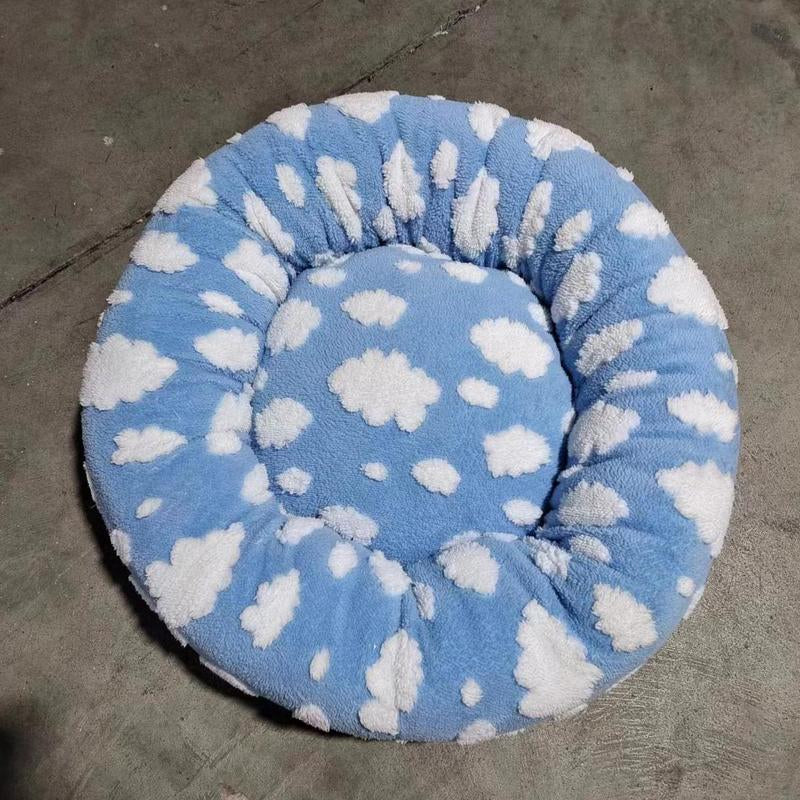 Cloud Pattern round Pet Bed, Breathable Washable Pet Bed, Soft & Comfortable Pet Sleeping Mat, Pet Supplies for Dog & Cat