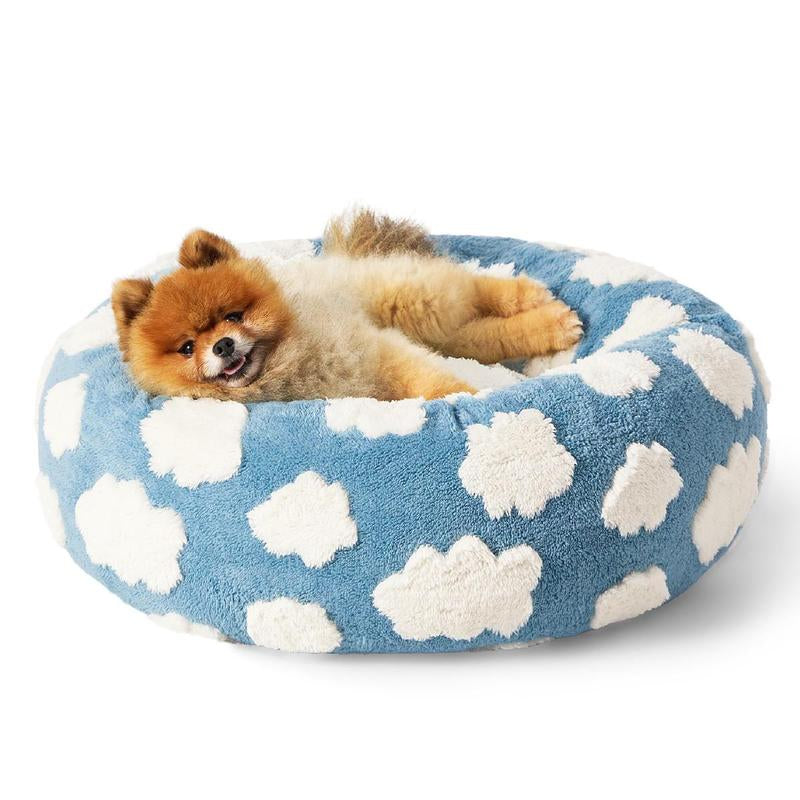 Cloud Pattern round Pet Bed, Breathable Washable Pet Bed, Soft & Comfortable Pet Sleeping Mat, Pet Supplies for Dog & Cat
