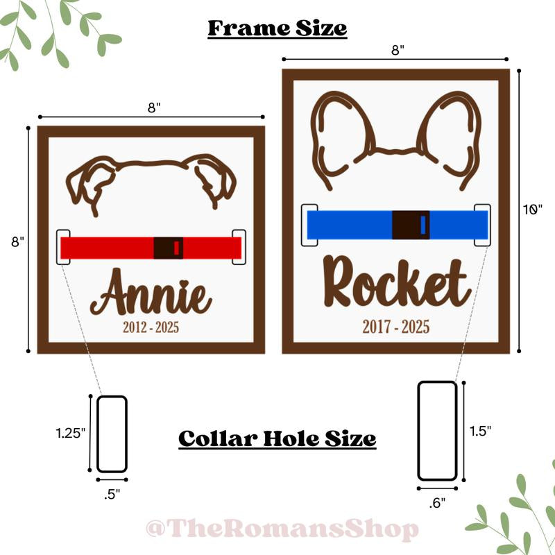 Custom Pet Collar Memorial Frame, Pet Sympathy Gift, Pet Loss Memorial Sign, Dog Collar Keepsake, Memorial Pet Collar Sign Display, Pet Gift