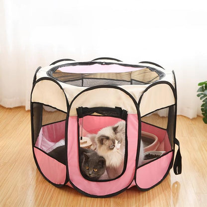 Portable Pet Playpen, Foldable Paw Print Pet Tent, Pet Maternity Room, Pet Nest for Dogs & Cats