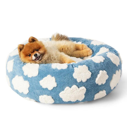 Cloud Pattern round Pet Bed, Breathable Washable Pet Bed, Soft & Comfortable Pet Sleeping Mat, Pet Supplies for Dog & Cat